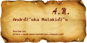 Andráska Malakiás névjegykártya